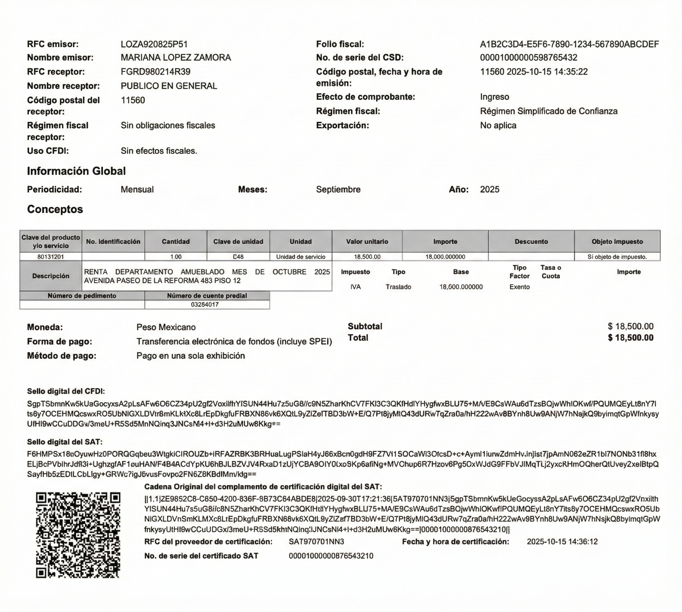 Previsualización de factura CFDI